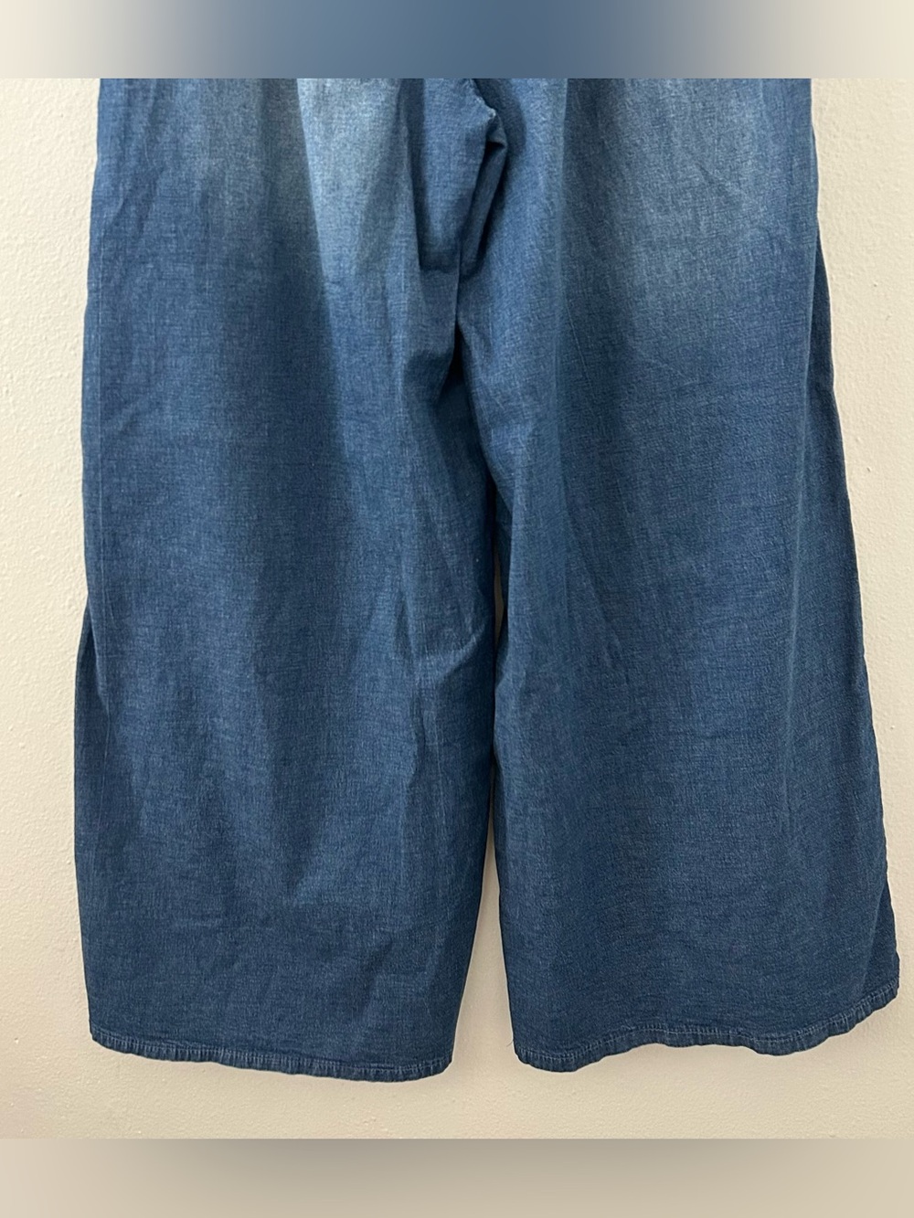 M Made in Italy Smocked Waist Wide Leg Baggy Blue Jeans Women’s XL Boho Cotton - Picture 6 of 11